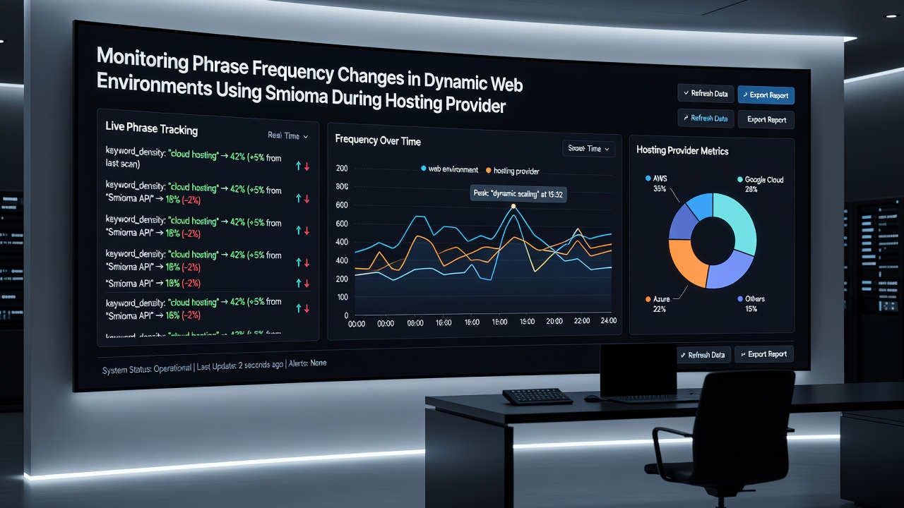 Visualization of phrase frequency shifts captured by Smioma across multiple site sections after a hosting provider transition